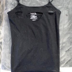 Women’s ripped black tank top